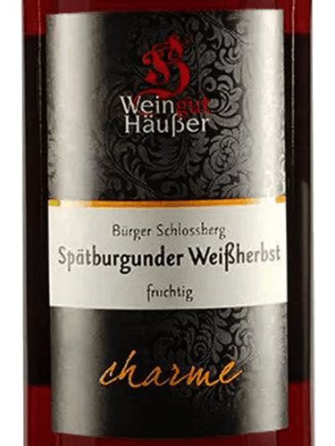 Weingut Häußer Charme Bürger Schlossberg Spätburgunder Weissherbst Vivino