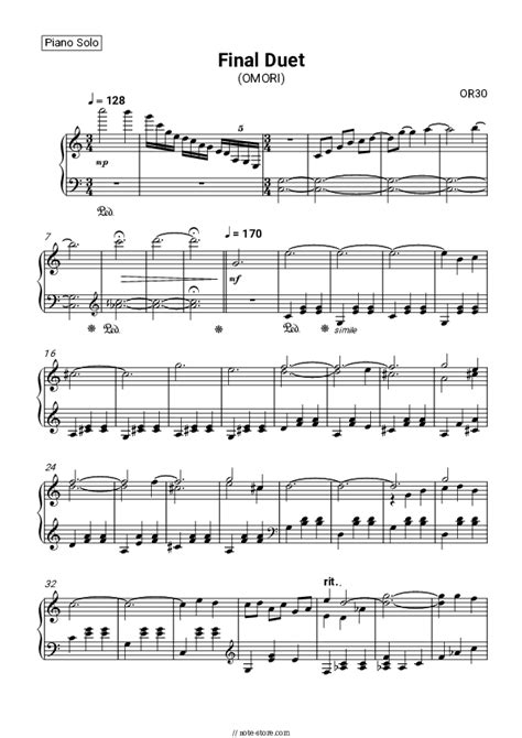 Final Duet OMORI Piano Sheet Music OR3O In Note Store Piano