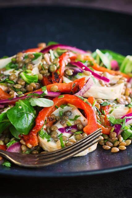 Puy Lentil Salad With Goat Cheese And Roasted Peppers Krumpli