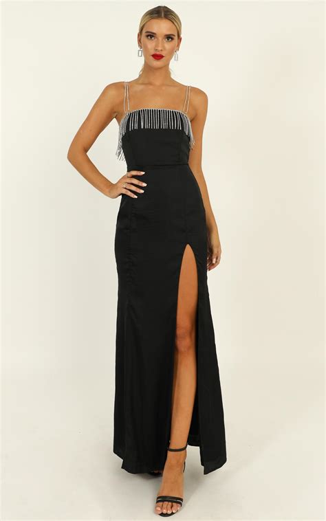 Absolutely Flawless Dress In Black Satin | Showpo USA