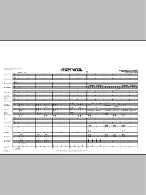 Crazy Train Full Score By Paul Murtha Sheet Music For Marching Band At Sheet Music Direct