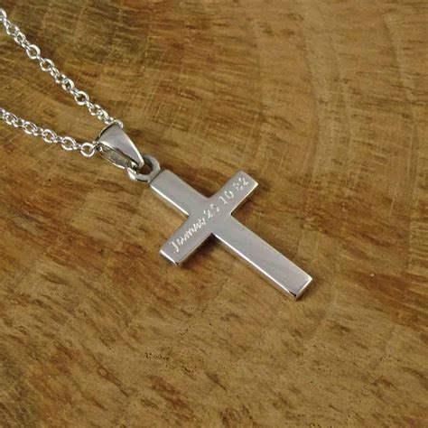 Personalised Mens Silver Cross Pendant