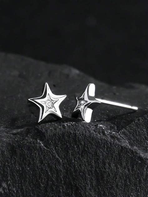 Pcs Fashionable Micro Inlaid Zirconia Star Stud Earrings For Men Four