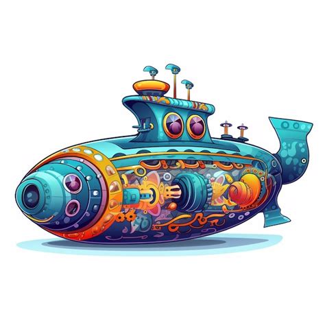 Un Submarino De Dibujos Animados Con Un Dise O Colorido Y Las Palabras