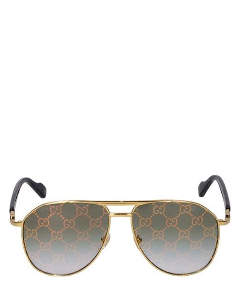 Gucci Gg1220s Sunglasses In Goldgreen Metallic For Men Lyst Australia