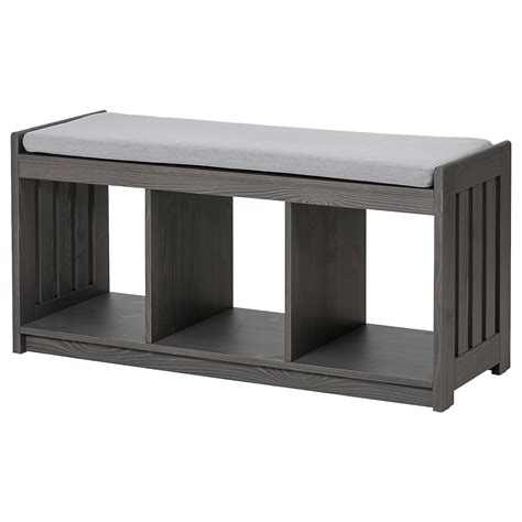 Panget Storage Bench Dark Gray Stained Ikea