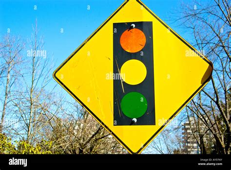 Traffic Light Controlled Intersection Warning Sign Stock Photo Alamy