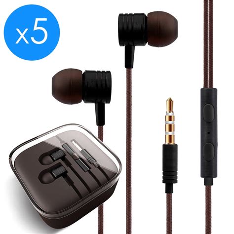 5 Pack Freedomtech Earphones In Ear Headphones Earbuds With Microphone And Volume Control For