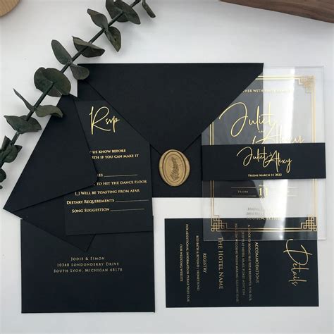 Acrylic Wedding Invitation Suite And Set With Envelopes Rsvps And