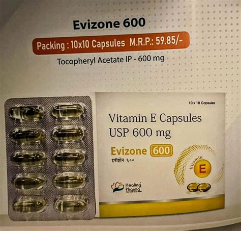 Vitamin E 600mg Capsule, 800 IU at Rs 59.85/stripe in Nagpur | ID ...