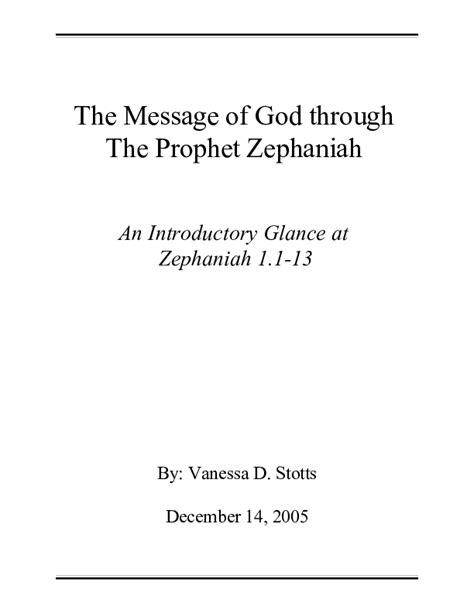 Doc The Message Of God Through The Prophet Zephaniah Vanessa Stotts