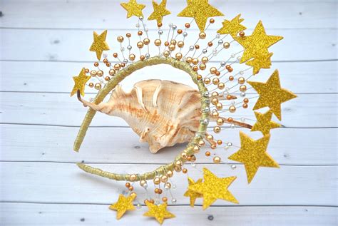 Gold Star Crown Headband Celestial Headpiece Gold Stars Halo Etsy