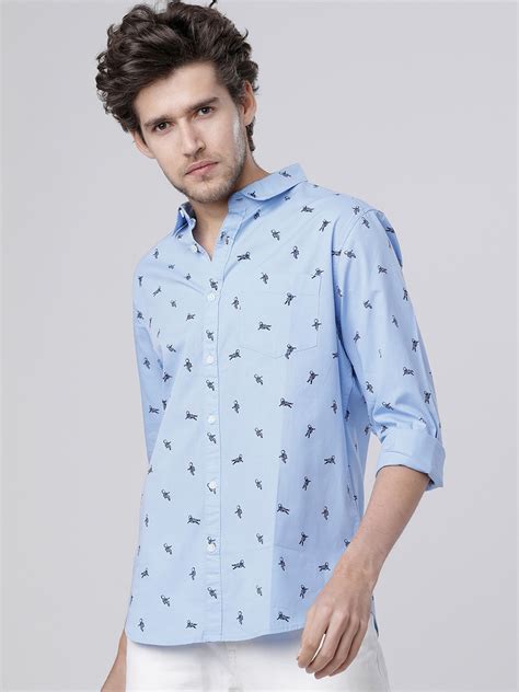 Buy HIGHLANDER Men Blue Slim Fit Printed Casual Shirt Shirts For Men