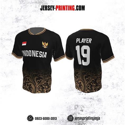 Jersey Atasan Badminton Volly Lari Futsal Hitam Motif Batik Krem