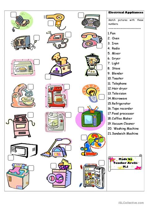 Electrical Appliances worksheet: English ESL worksheets pdf & doc