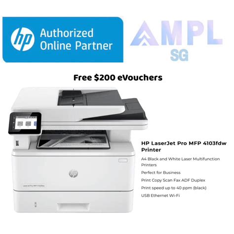 Hp Laserjet Pro Mfp 4103fdw White Laser Multifunction Printer Free 200 Evouchers Print Copy