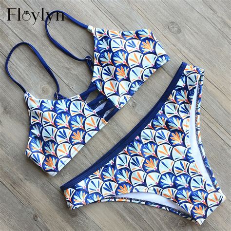 Aliexpress Buy Floylyn Vintage Printed Bikini Girls Retro Padded