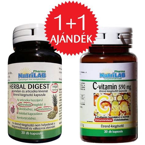 Nutrilab Herbal Digest Ajándék C vitamin kapszula 30db 30db