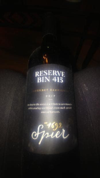 2017 Spier Cabernet Sauvignon Reserve Bin 415 South Africa Western