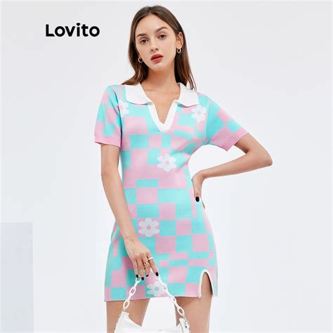 Lovito Vestido Casual Com Estampa De Gingham E Flores L25ad157 Várias