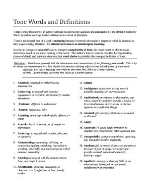 Fillable Online Tone Words And Definitions Fax Email Print PdfFiller