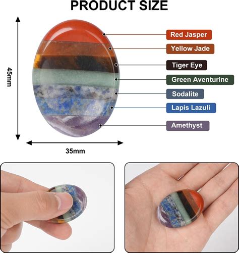 2 piedras de preocupación para el pulgar para la ansiedad 7 cristales