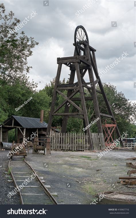 winding wheel  coal  colliery stock photo edit