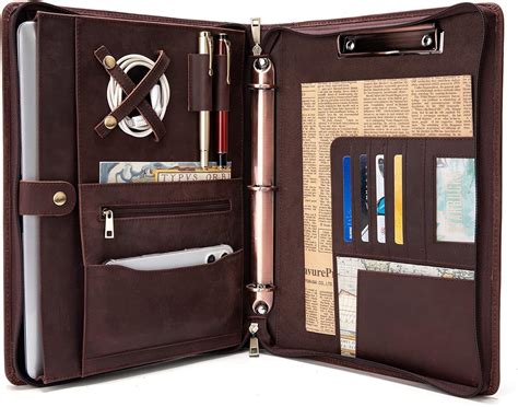 Amazon Handmade Genuine Leather Portfolio Zippered Padfolio With