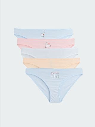 Uçuk Su Mavisi Baskılı Baskılı Bikini Külot 5 li Paket S3FV18Z8 LU5 LCW
