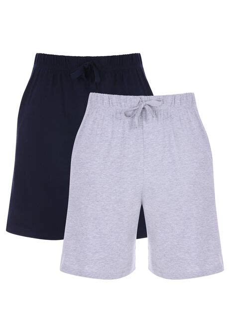 Mens 2pk Navy And Grey Jersey Pyjama Shorts Peacocks