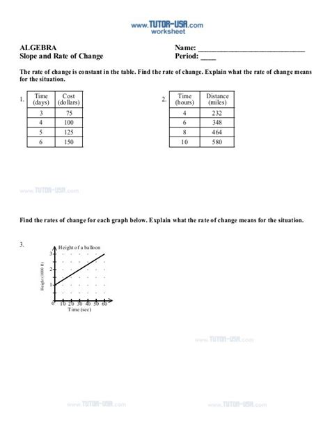 Slope And Rate Of Change Worksheets