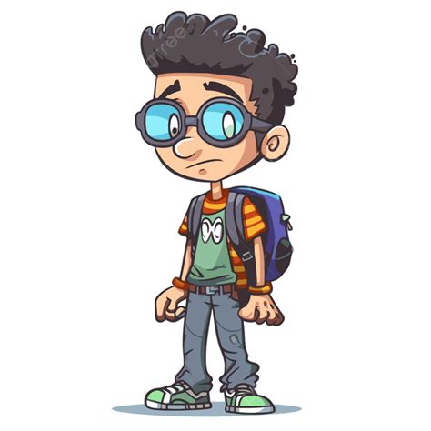 anak kartun clipart keren  warna sekolah  kacamata
