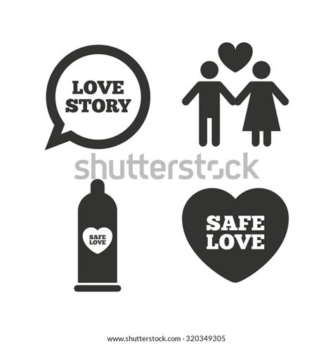 Condom Safe Sex Icons Lovers Couple Stock Vector Royalty Free