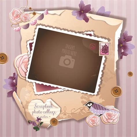 Single Photo Frame Scrapbook Collage Memories Of Summer 695569 Vector