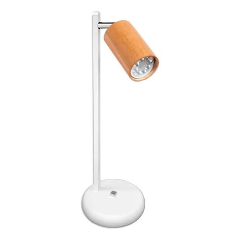 Luz Desing Lampara Velador Mesa Frances Blanco Madera Apto Led Moderno