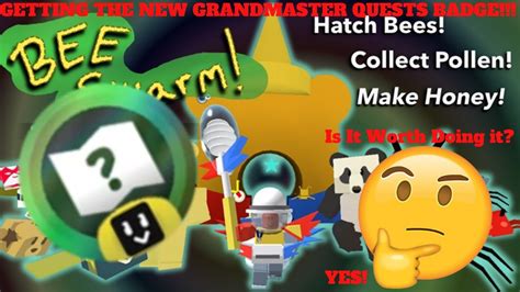 Grandmaster Quest Badge Bee Swarm Simulator Roblox Youtube