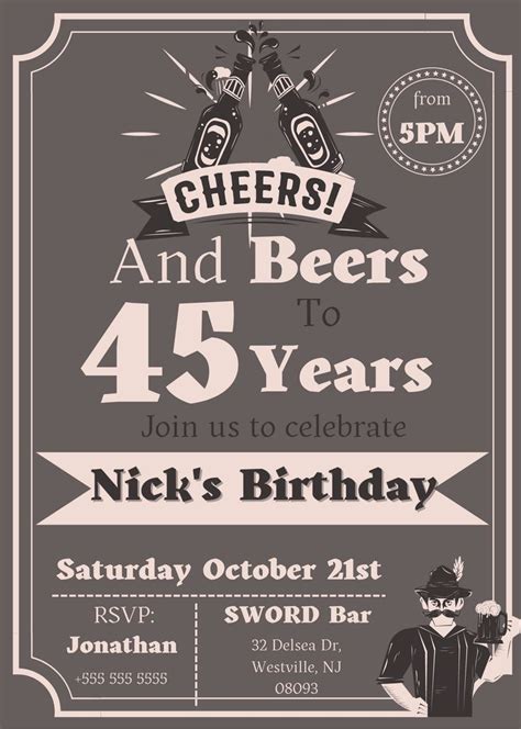 Cheers And Beers Birthday Party Invitation