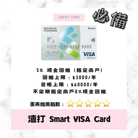 申請渣打smart信用卡優惠 獨家送出800額外獎賞 特約商戶5現金回贈 外幣簽賬零手續費仲賺埋回贈 蛋黃視野