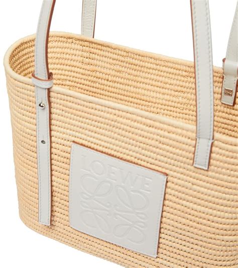 Paula S Ibiza Anagram Small Raffia Basket Tote In Beige Loewe