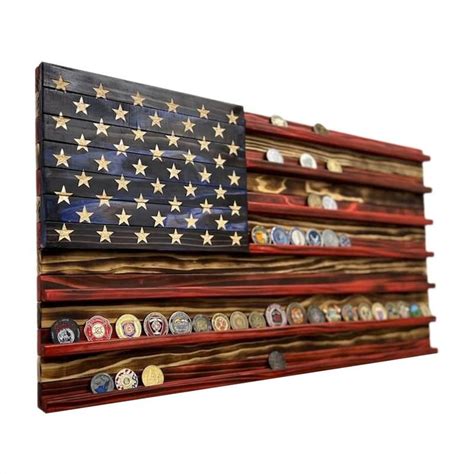 American Flag Coin Display Wood Coin Stand Rack For Wall Mount Coin