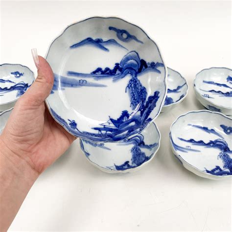 Conjunto Cumbuca Tigela Porcelana Chinesa Azul E Branco Imp Rio Dos