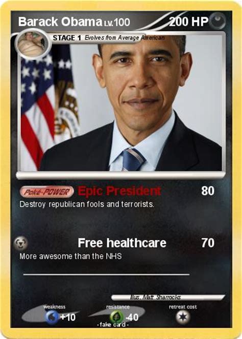 Pokémon Barack Obama 115 115 Epic President My Pokemon Card