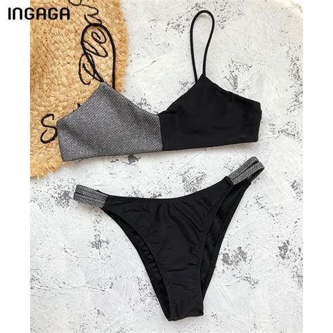 Ingaga Shiny Badmode Bikini Vrouwen Badpakken Push Up Biquini Hoge