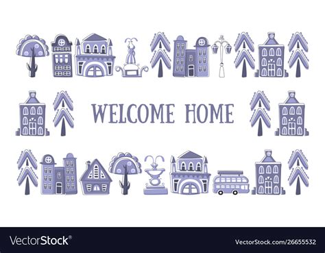 Welcome home banner template frame with hand Vector Image