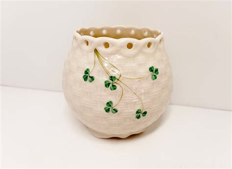 Shamrock Belleek Vase Irish Vase Belleek China Irish Porcelain Made