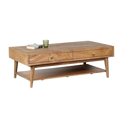 Table Basse Rectangle 2 Tiroirs En Manguier Massif