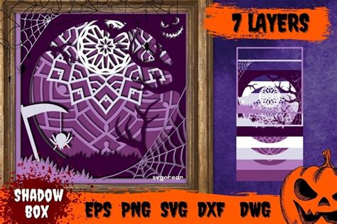 Halloween Shadow Box Svg D Layered Cut File Mandala