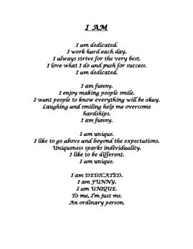 "I AM" Poems by The Classroom Pantry | Teachers Pay Teachers