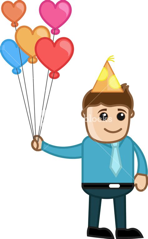 Man Holding Balloons Cartoon Business Character Royalty Free Stock