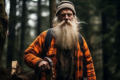 Seasoned Lumberjack Old Person Forest Generate Ai